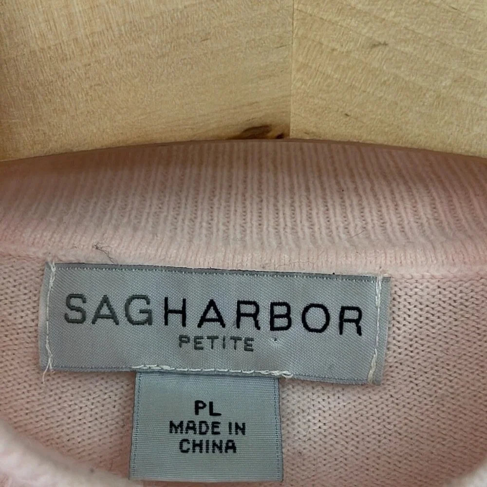 Sag Harbor Petite PL‎ Pink Mock Neck Knit Sweater Long Sleeve Acrylic Top
